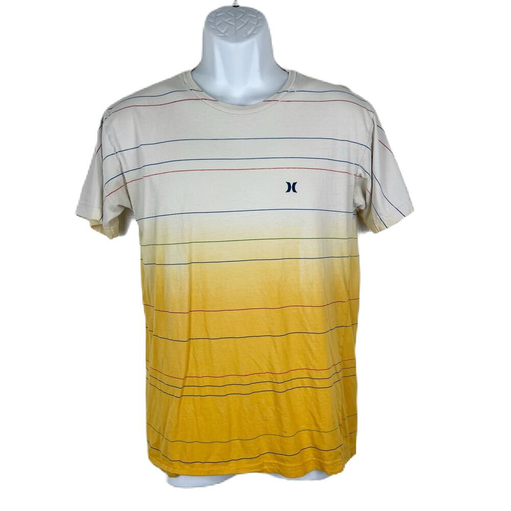 Hurley Shirt Men Medium Yellow Ombre Premium Fit Cotton Short Sleeve Tee